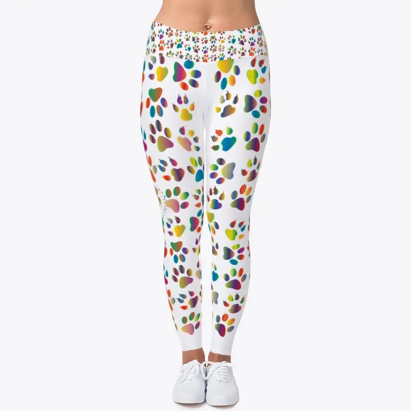 Colorful Paw Print Leggings